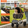 VEVOR Pet Stroller – 4-Wheel Design with Brakes, Detachable Carrier, Storage Basket & Comfort Pad | Supports Dogs Up to 66 lbs – Black