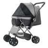 Pet Stroller Foldable 4 Wheels Travel Dog Stroller Reversible Handle up to 44lbs