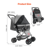 Pet Stroller Foldable 4 Wheels Travel Dog Stroller Reversible Handle up to 44lbs
