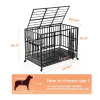 48'' Heavy-Duty Dog Crate with Wheels – Air-Lift Rod, 360° Rotation, Adjustable Double Bowls & Removable Tray