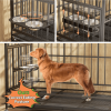 48'' Heavy-Duty Dog Crate with Wheels – Air-Lift Rod, 360° Rotation, Adjustable Double Bowls & Removable Tray