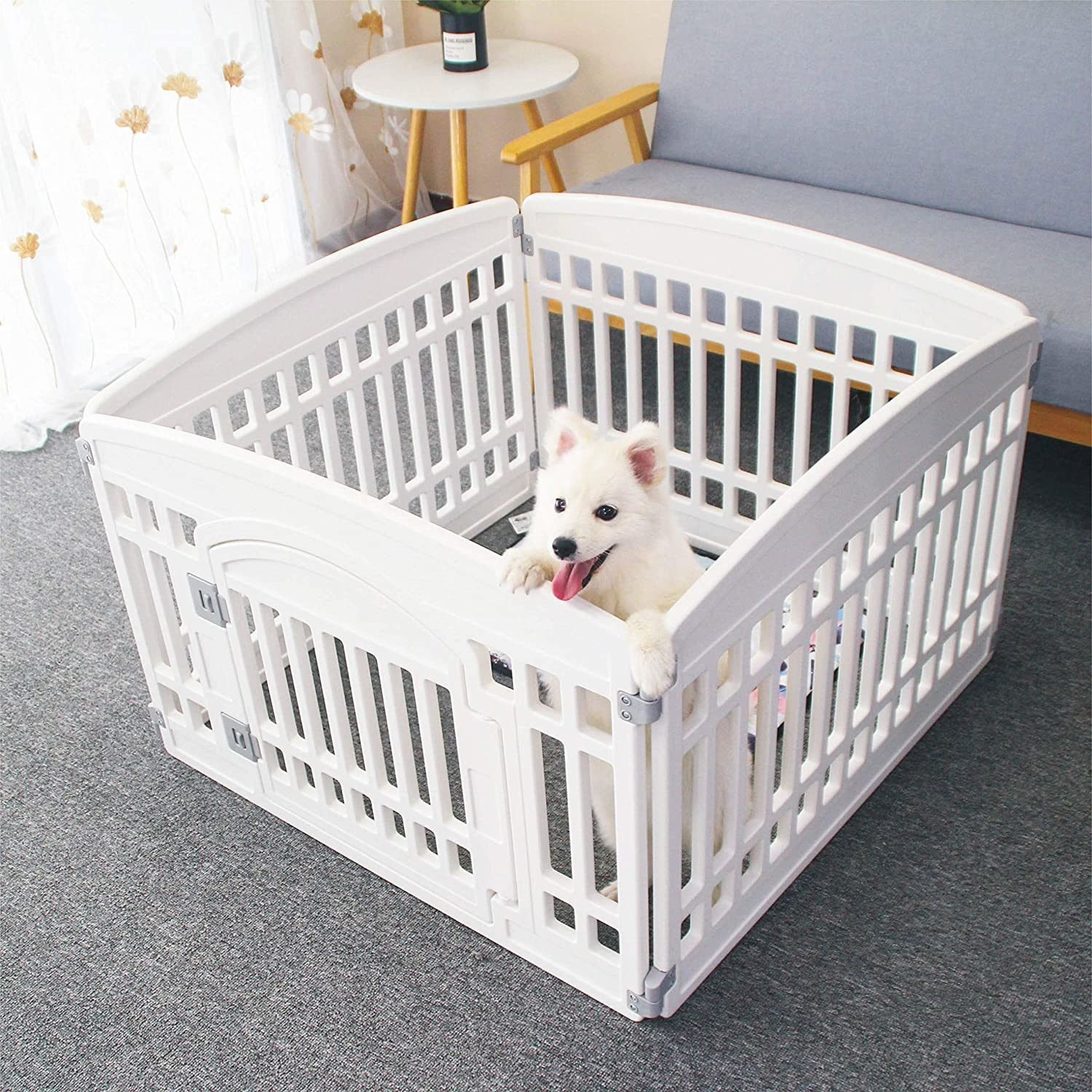 Pet Playpen Foldable Gate for Dogs Heavy Plastic Puppy Exercise Pen with Door Portable Indoor Outdoor Small Pets Fence Puppies Folding Cage 4 Panels M Pet Playpen Foldable Gate for Dogs Heavy Plastic Puppy Exercise Pen with Door Portable Indoor Outdoor Small Pets Fence Puppies Folding Cage 4 Panels M