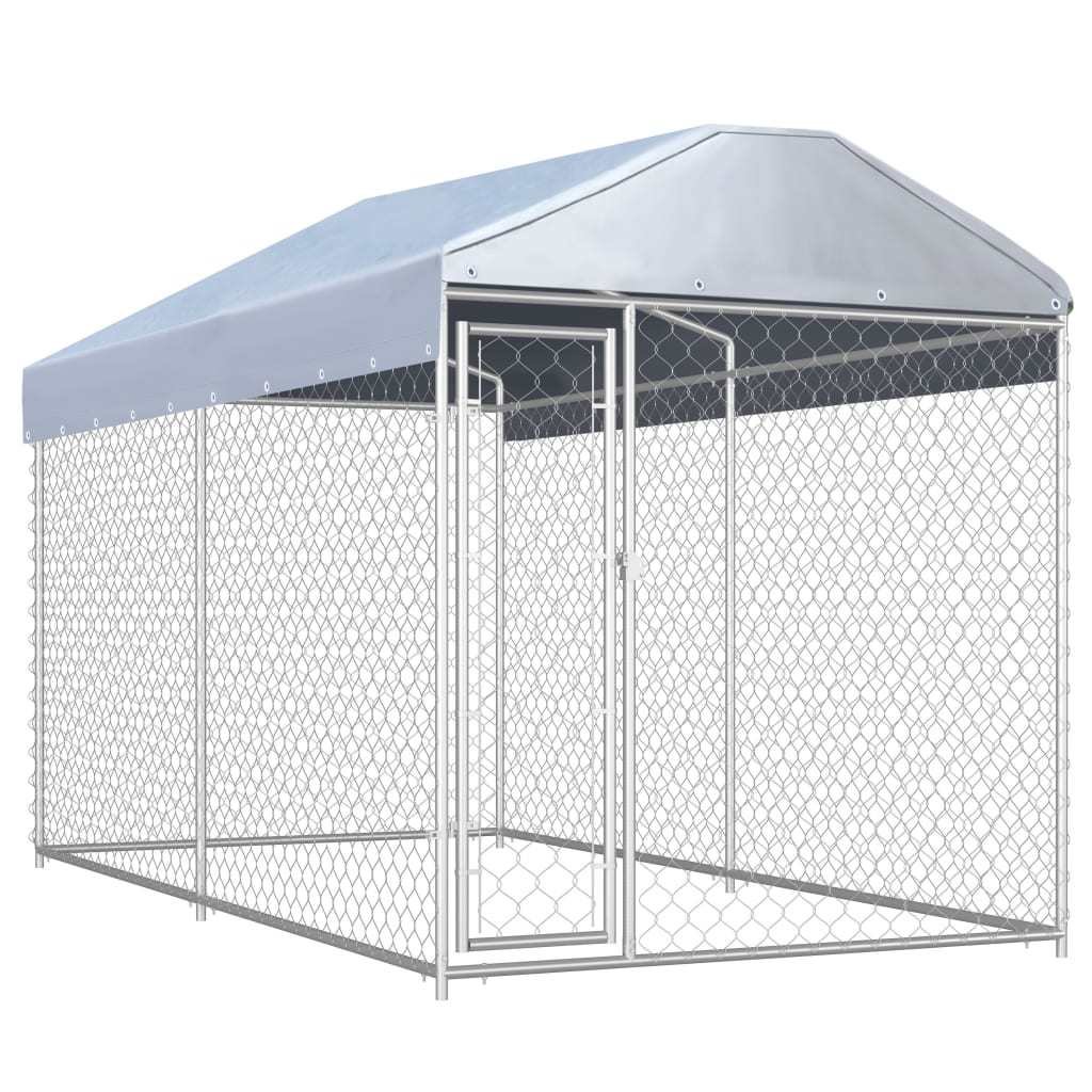Outdoor Dog Kennel with Canopy Top – Spacious 150.4" x 75.6" x 88.6" Enclosure for Play and Safety Outdoor Dog Kennel with Canopy Top – Spacious 150.4" x 75.6" x 88.6" Enclosure for Play and Safety