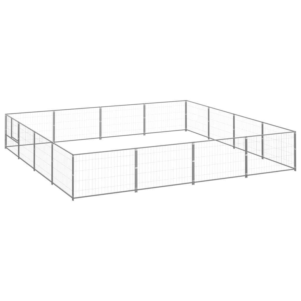 Dog Kennel Silver 172.2 ft² Steel Dog Kennel Silver 172.2 ft² Steel