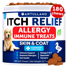 Allergy Relief Chews for Dogs – Omega-3 Fish Oil Supplement for Itchy Skin, Hot Spots & Seasonal Allergies – Supports Skin, Coat & Immune Health