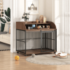 Rustic Brown Dog Crate Furniture – Heavy-Duty 44" Kennel with Wheels & Built-In Storage
