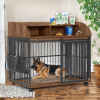 Rustic Brown Dog Crate Furniture – Heavy-Duty 44" Kennel with Wheels & Built-In Storage