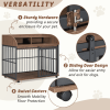 Rustic Brown Dog Crate Furniture – Heavy-Duty 44" Kennel with Wheels & Built-In Storage