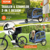 VEVOR 2-in-1 Dog Bike Trailer & Pet Stroller – Supports up to 100 lbs, Foldable Cart Frame with Quick-Release Wheels for Easy Transport and Storage