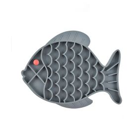 Silicone Lick Mat for Dogs - Slow Feeder & Treat Dispenser for Small to Medium Breeds - Anti-Gulping & Choking Prevention (Color: Gray.)