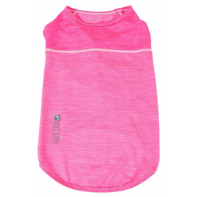 Pet Life Active 'Aero-Pawlse' Heathered Quick-Dry And 4-Way Stretch-Performance Dog Tank Top T-Shirt (Size: Large, Color: Pink.)