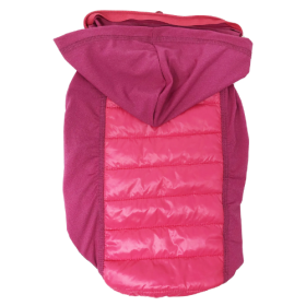 Pet Life 'Apex' Lightweight Hybrid 4-Season Stretch and Quick-Dry Dog Coat w/ Pop out Hood (Size: Large, Color: Pink.)