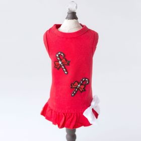 Candy Cane Dog Dress (Size: XXS)