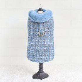 Chantel Tweed Dog Coat (Size: L, Color: Blue.)