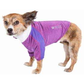 Pet Life Active 'Chewitt Wagassy' 4-Way Stretch Performance Long Sleeve Dog T-Shirt (Size: X-Large, Color: Purple)