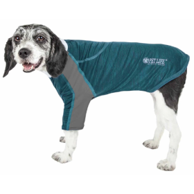 Pet Life Active 'Chewitt Wagassy' 4-Way Stretch Performance Long Sleeve Dog T-Shirt (Size: X-Small, Color: Teal)