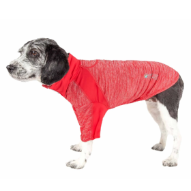 Pet Life Active 'Chewitt Wagassy' 4-Way Stretch Performance Long Sleeve Dog T-Shirt (Size: X-Large, Color: Red.)