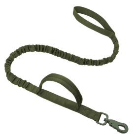 K9 Bungee Dog Leash | Adjustable Tactical Nylon Leash with Quick Release & Dual Control Handles (Specifications (length * width): 100-150cm, Colour: Military green)