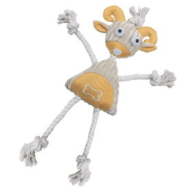 Jute and Rope Plush Pig Maniquen Dog Toy (Color: Yellow.)