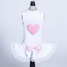 Puff Heart Lace Dog Dress (Size: X-Small, Color: Pink.)