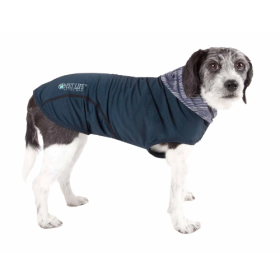 Pet Life Active 'Pull-Rover' Premium 4-Way Stretch Two-Toned Performance Sleeveless Dog T-Shirt Tank Top Hoodie (Size: Large, Color: Teal)