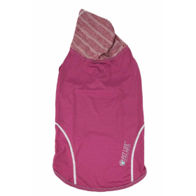 Pet Life Active 'Pull-Rover' Premium 4-Way Stretch Two-Toned Performance Sleeveless Dog T-Shirt Tank Top Hoodie (Size: Large, Color: Maroon)