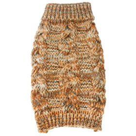 Royal Bark Heavy Cable Knitted Designer Fashion Dog Sweater (Size: Large, Color: Orange.)