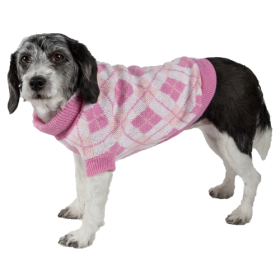 Argyle Style Ribbed Fashion Pet Sweater (Size: X-Small, Color: Pink.)