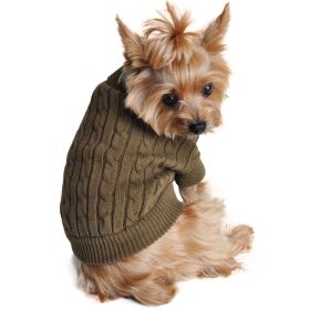Dog Cable Knit 100% Cotton Sweater Herb Green (Size: XX-Small)