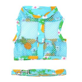 Cool Mesh Dog Harness with Leash (Size: X-Small, Color: Pineapple Luau)