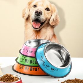 Stainless Steel Dog Bowl – Anti-Skid, Colorful Pet Bowl for Dogs and Cats (Colour: 22cm, Sizing: Orange cartoon)
