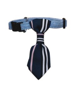 Adjustable Dog Cat Neck Tie Decorative Gentleman Dog Collar 6-11 Inches (Color: Deep Blue Stripe)
