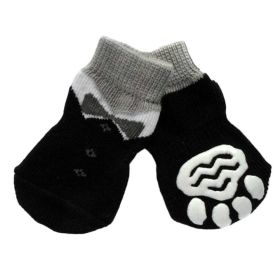 4 Pcs Cute Puppy Cat Socks Knitted Pet Socks Dog Paw Protection Poodle Teddy Socks (Color: Black Suit)