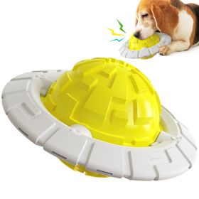 Dog Toy Sound Molar Decompression Dall Training Interactive Flying Saucer Dog Toothbrush Medium and Large Dog Pet Supplies (Color: Yellow.)
