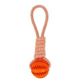 Dog Toys Treat Balls Interactive Hemp Rope Rubber Leaking Balls For Small Dogs Chewing Bite Resistant Toys Pet Tooth Cleaning Bite Resistant Toy Ball (Color: Orange.)