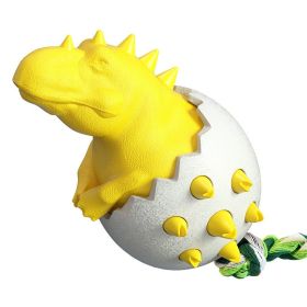 Dog Toothbrush Molar Stick Pet Bite-Resistant Interactive Puzzle Cleaning Teeth Fun Boring Artifact Spherical Dinosaur Egg Toy (Color: Yellow.)