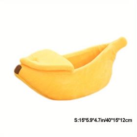 Cute Banana Cat Bed Cave Banana Bed For Cat Dog Warm Comfortable Nest Tent House (Size: S)