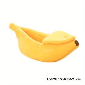 Cute Banana Cat Bed Cave Banana Bed For Cat Dog Warm Comfortable Nest Tent House (Size: L)