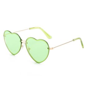 Lovely love rimless sunglasses; versatile women's decoration ins; same style; versatile; cut edge love glasses; (Colour: Gold framed green chip)