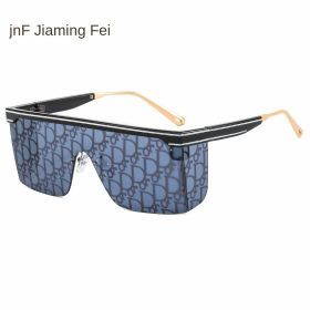 one-piece rimmed sunglasse personality letters Cross border sunglasses Manufacturer direct sales glasses (Colour: C6 black frame watermark black gray chip)