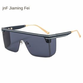 one-piece rimmed sunglasse personality letters Cross border sunglasses Manufacturer direct sales glasses (Colour: C2 dark blue frame black grey chip)