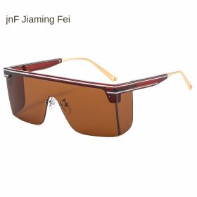 one-piece rimmed sunglasse personality letters Cross border sunglasses Manufacturer direct sales glasses (Colour: C4 tea frame tea slice)
