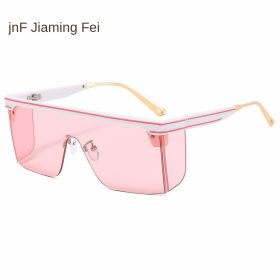one-piece rimmed sunglasse personality letters Cross border sunglasses Manufacturer direct sales glasses (Colour: C3 white frame powder tablet)