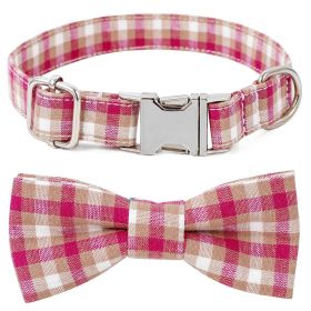 Plaid Dog Collar with Bow Pet Gift Adjustable Soft and Comfy Bowtie Collars for Small Medium Large Dogs (Size: L 3.0x60cm, Colour: Style 3)
