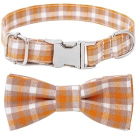 Plaid Dog Collar with Bow Pet Gift Adjustable Soft and Comfy Bowtie Collars for Small Medium Large Dogs (Size: L 3.0x60cm, Colour: Style 2)