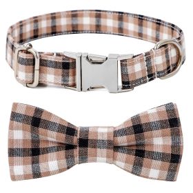 Plaid Dog Collar with Bow Pet Gift Adjustable Soft and Comfy Bowtie Collars for Small Medium Large Dogs (Size: S 2.0x40cm, Colour: Style 4)
