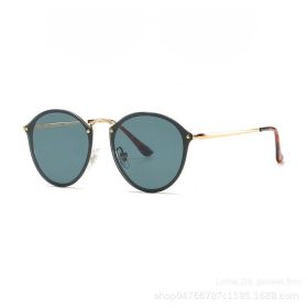 Fashion Trend Sunglasses Colorful Versatile Simple Sunglasses Cross border Cycling Network Red Glasses (Colour: Gold framed dark green)