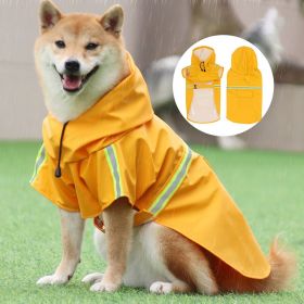 large and small dog raincoat cloak type reflective strip pet raincoat windproof rainproof dog hooded raincoat (Colour: orange, Sizing: 4XL (24-33 kg))