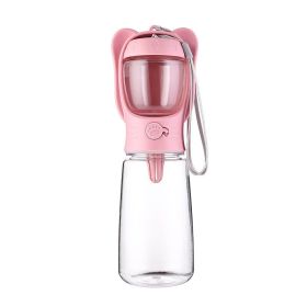 2 In 1 Dog Water Bottle, Leak Proof Portable Pet Water Bottle With Food Container, Outdoor Portable Water Dispenser For Dog, Puppy Supply For Walking (Size: 550ml, Color: Pink)