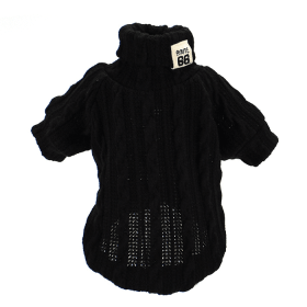 Pet Turtleneck Knitted Sweater Winter Dog Cat Keep Warm (Size: M, Color: Black.)